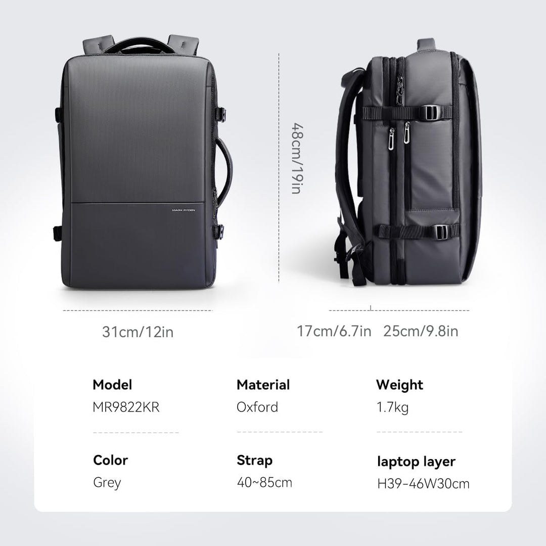 MARK RYDEN 30-45L Geschäftsreiserucksack, Erweiterte Umhängetasche, multifunktionaler Nass- und Troc