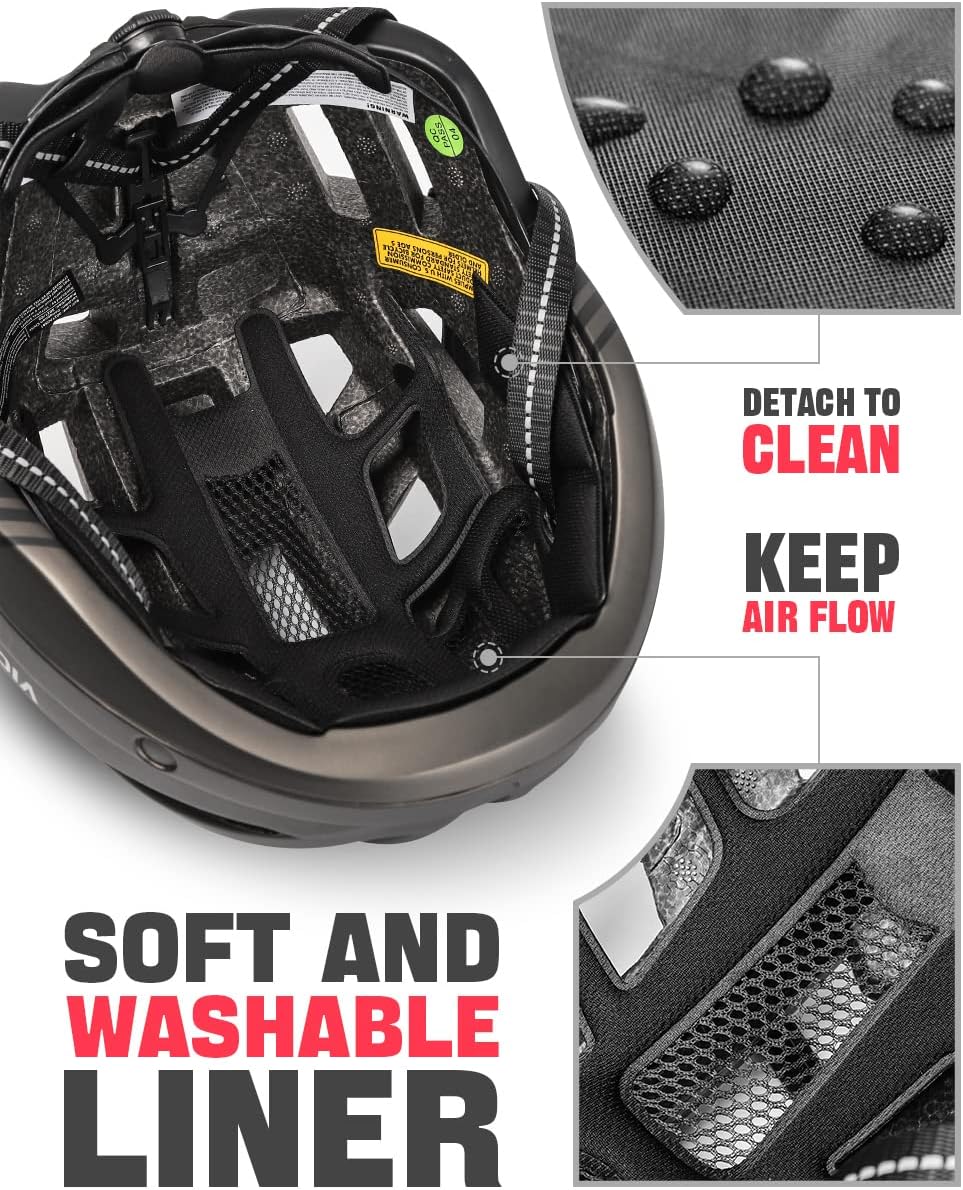 VICTGOAL Fahrradhelm Herren Damen MTB Helm mit Abnehmbarer Magnetische Schutzbrille Visier Atmungsak