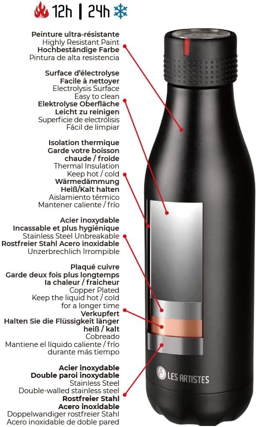 Les Artistes Paris Bottle Up Isolierflasche aus Edelstahl und Polypropylen in der Farbe Bienenwabe 5