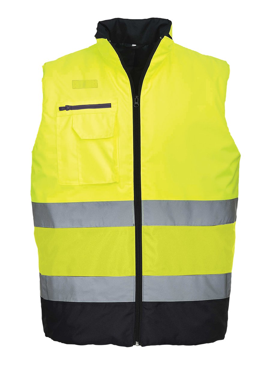 Portwest Hi Vis 2 Tone Bodywarmer S Gelb / Marineblau, S Gelb / Marineblau