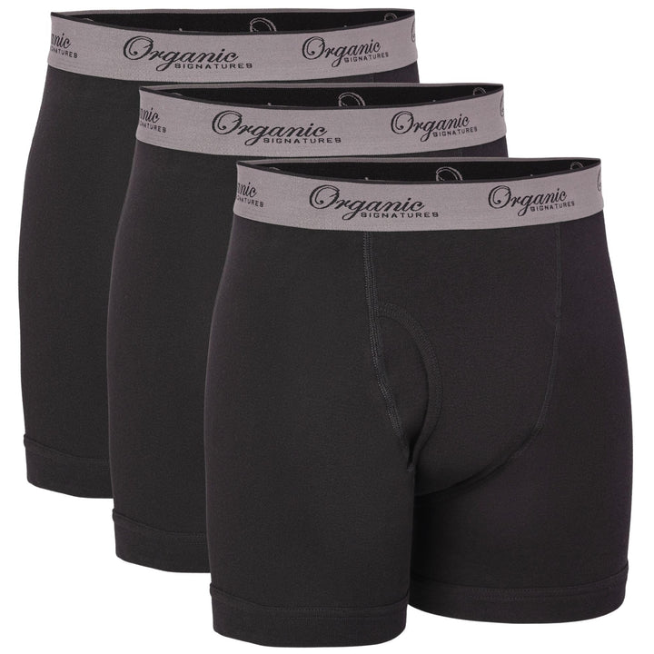Organic Signatures 3er-Pack weiche, Bequeme Herren-Boxershorts aus 100% Bio-Baumwolle M Schwarz, M S