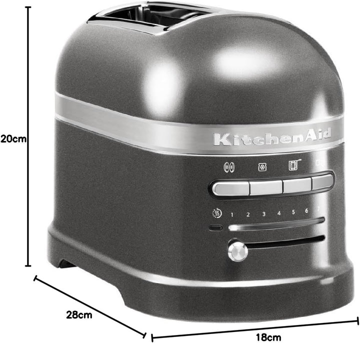Kitchenaid 5KMT2204EMS Artisan -Toaster für 2 Scheiben, Medaillon silber Medallion Silver, Medallion