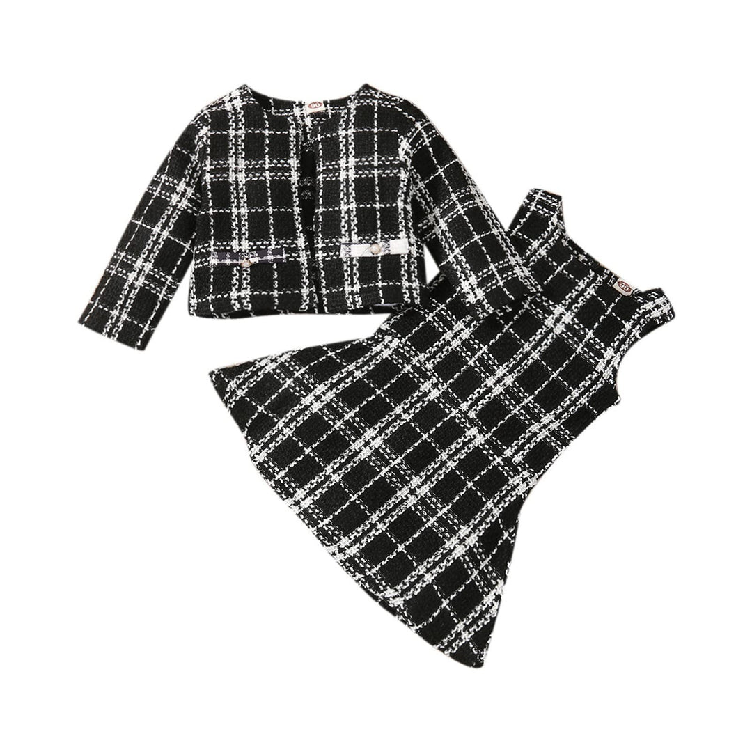 Generisch Kleinkind Kinder Baby Mädchen Ärmellos Patchwork Kariert Prinzessin Kleid Fleece Langarm M