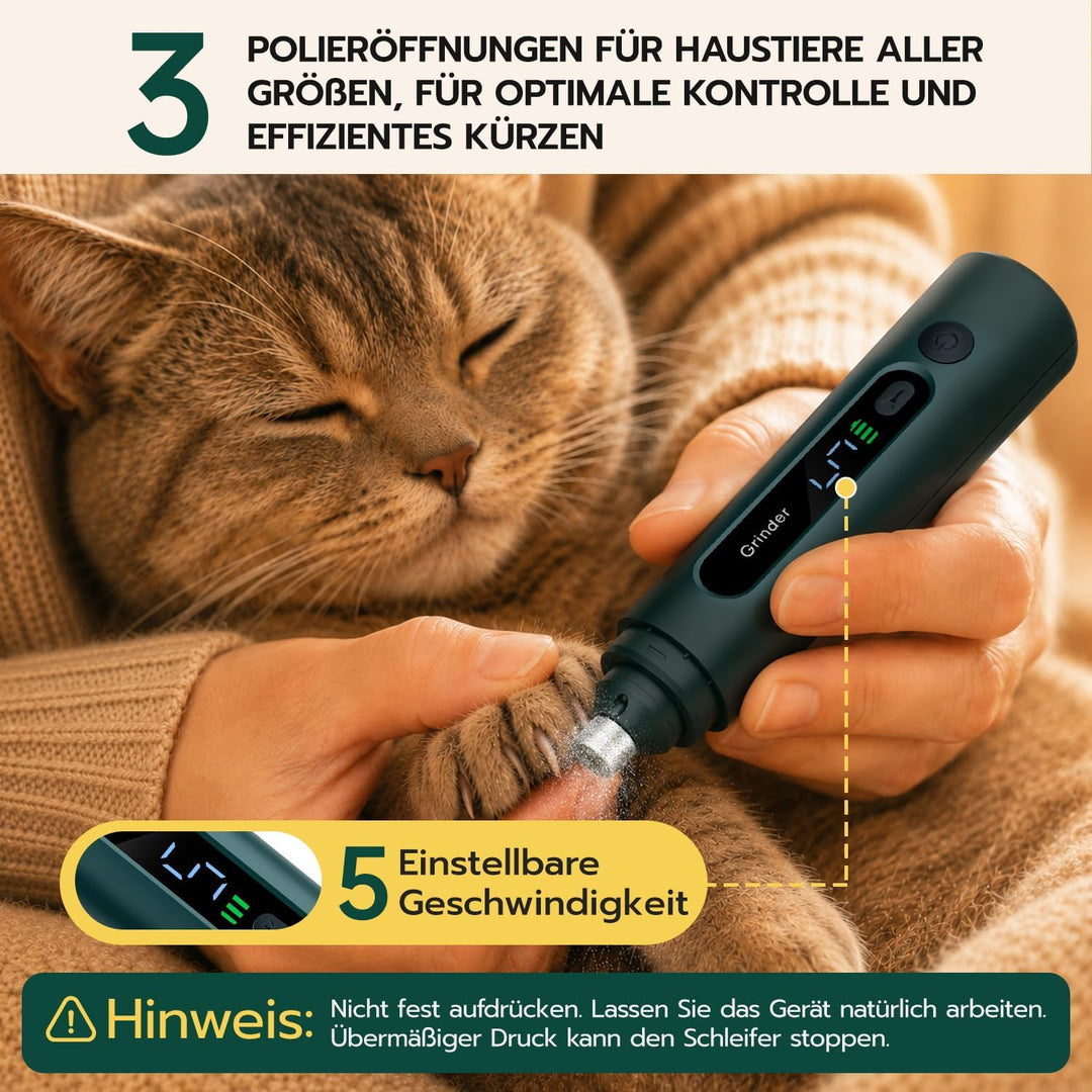 Krallenschleifer für Hunde – LED Beleuchtung, 5 Stufen, 45 dB leiser Motor – für kleine, mittelgross