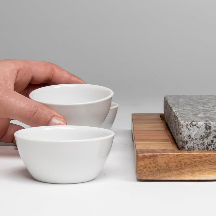 kela 16629 Heisser Stein, Granit, Akazienholz, Keramik, dunkelgrau, braun, weiss