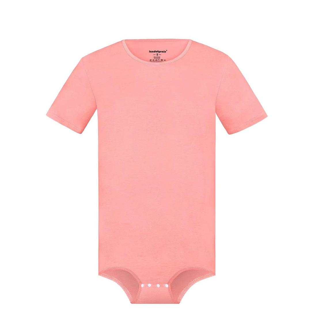 Landofgenie Männer Kurzarm Strampler Pyjama Bodysuit One Piece Strampler XS Rosa, XS Rosa