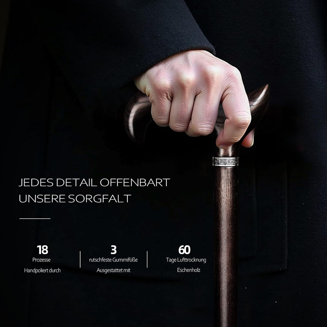Handgefertigter Gehstock Holz Damen und Herren, mit 226 kg Belastbarkeit Gehstöcke Für Senioren,Ergo