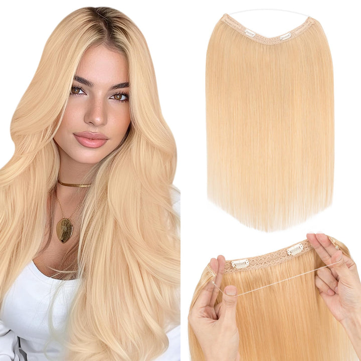 Extensions Echthaar mit transparenter Schnur, Silk-co Wire in ExtensionsBlond 65g, Secrets Hair Exte