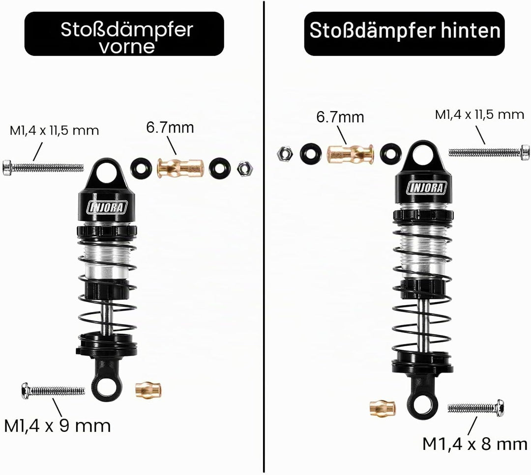 INJORA Aluminium Öldämpfer Stossdämpfer für 1/24 Buggy Losi Micro-B (Vorne & Hinten)