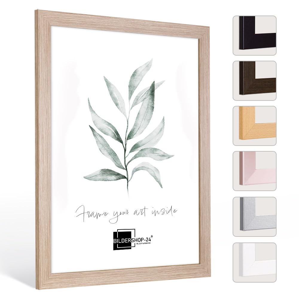 Bildershop-24 Bilderrahmen Monza in Sonoma Eiche in 50 X 70 cm PUZZLEFORMAT Fotorahmen, Wechselrahme