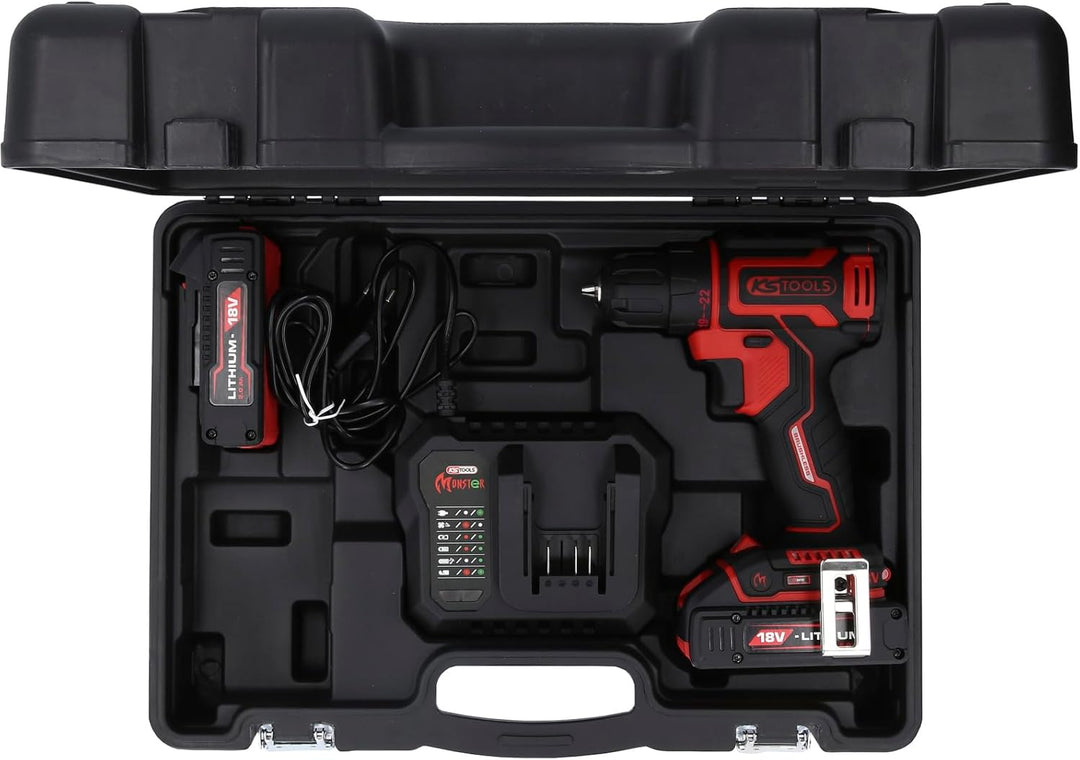 KS Tools 515.6400 eMONSTER Brushless-Akku-Bohr-Schrauber-Satz, 4-tlg