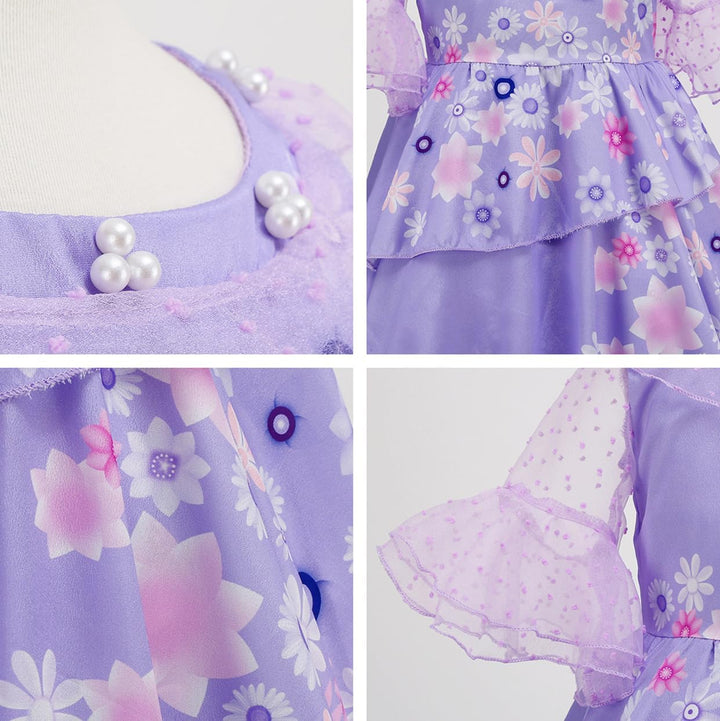 LCXYYY Isabela Madrigal Verkleidung Kostüm Cosplay Mirabel Isabela Lila Ballerina Kleid mit Girlande