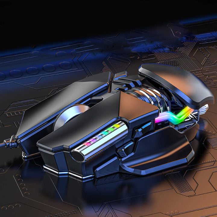Gaming-Maus, 12800 DPI Einziehbare Anpassung Wassergekühlter RGB-Lichteffekt Kabelgebundene Maus Gal