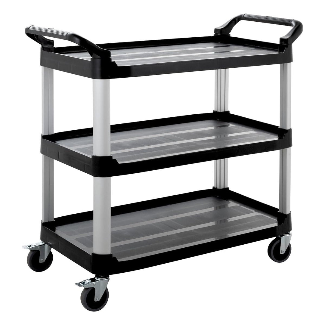 GastroHero Servierwagen Polypropylen Gross mit Rollen, 3 Ebenen, 102 x 50 x 96 cm Gastronomiebedarf