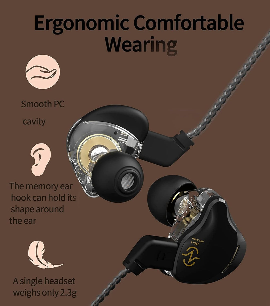 Yinyoo In Ear Monitor Kopfhörer CCZ Coffee Bean Over Ear Ohrhörer Kabelgebundener Kopfhörer mit 1DD