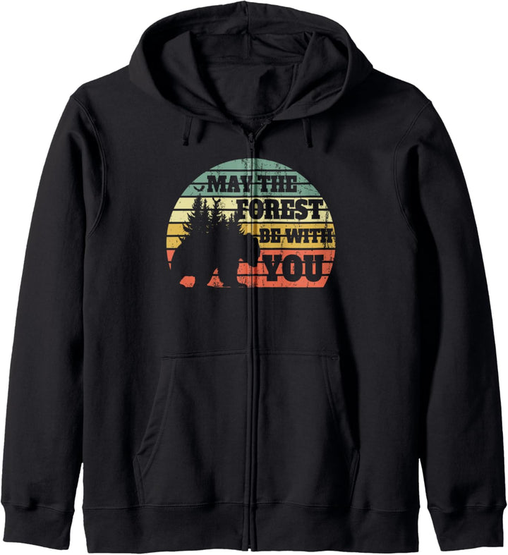 Vintage May the forest be with you retro sunset camping Kapuzenjacke