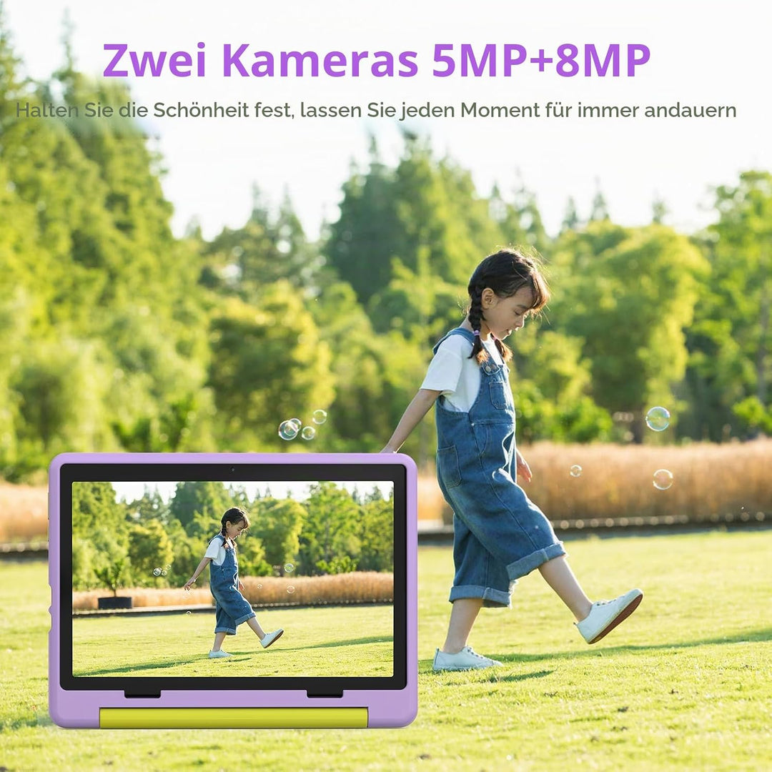 Tablet Kinder 10 Zoll Android 14 HD-Display 1280 x 800 Akku 5000 mAh 8 + 64 GB erweiterbar auf 1TB D