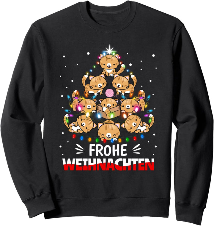 Weihnachtsoutfit Damen Mädchen Weihnachten Katze Katzen Sweatshirt