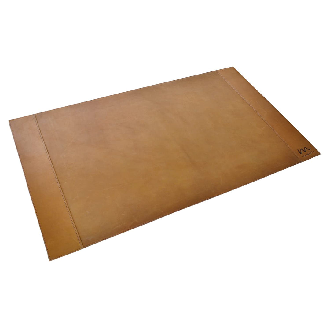 Memoria Schreibunterlage aus echtem Leder in Cognac-Braun | Schreibtischunterlage 65 cm x 45 cm für