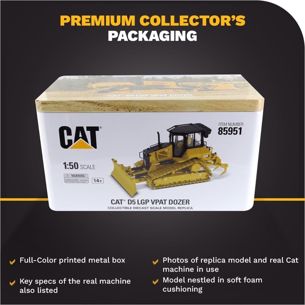 Caterpillar Diecast Masters 85951 Bulldozer D5 LGP, Massstab 1:50, ca. 13,5 x 9,3 x 7 cm, ab 14 Jahr