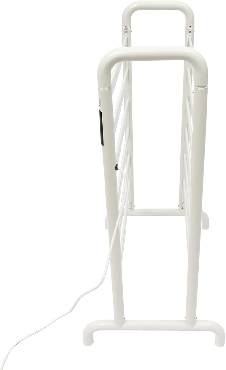 Handtuchheizkörper Elektrisch Handtuchhalter ohne Bohren 1-24h Timer, 45-60°C 180W Weiss Doppelstöck