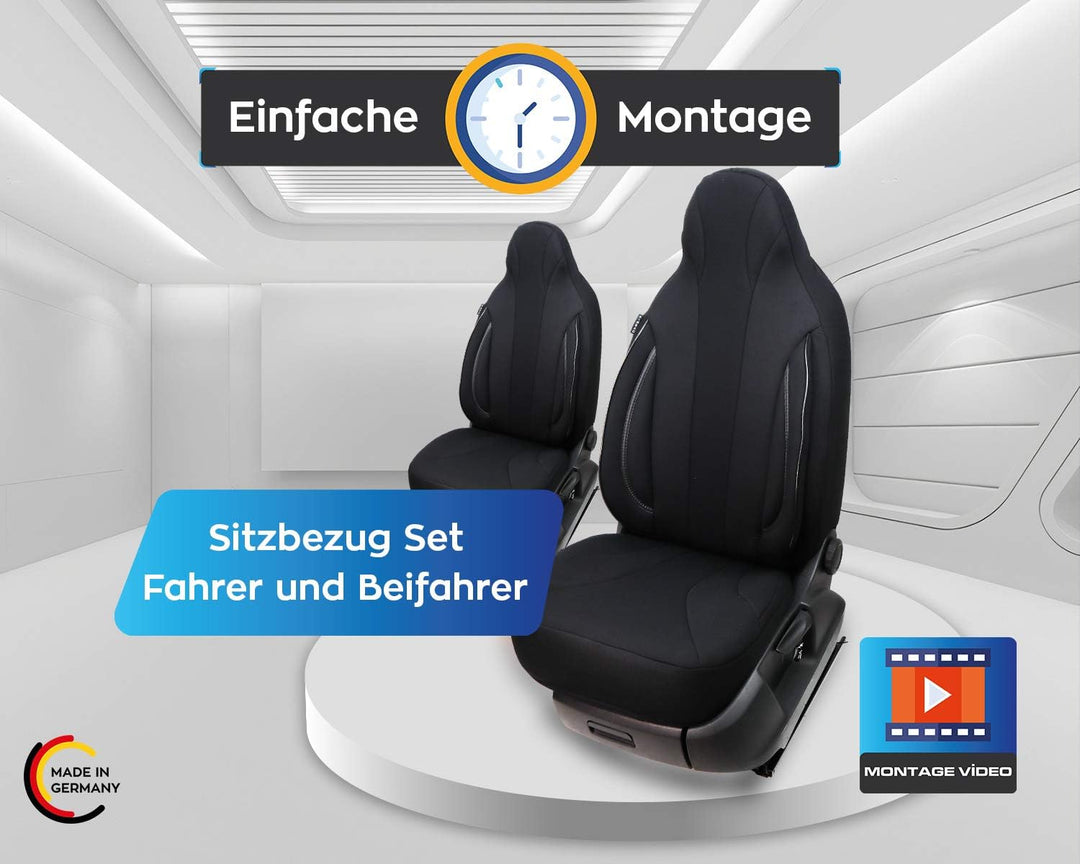 Mass Sitzbezüge Schonbezüge Pilotsitze Fahrer &amp; Beifahrer Set kompatibel mit Wohnmobil FIAT Ducato,