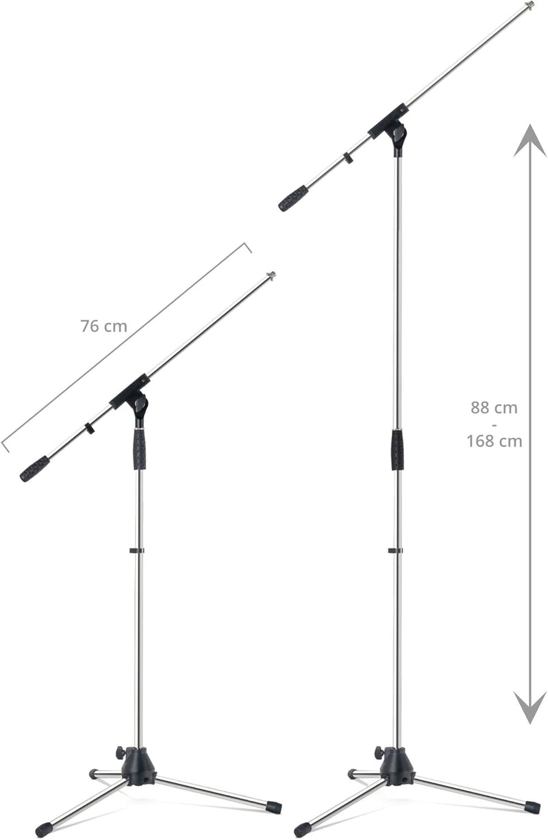 Pronomic Mikrofonständer MS-25C Pro 3x Set - dreibeinig mit Gummifüssen - Galgen in Länge und Neigun