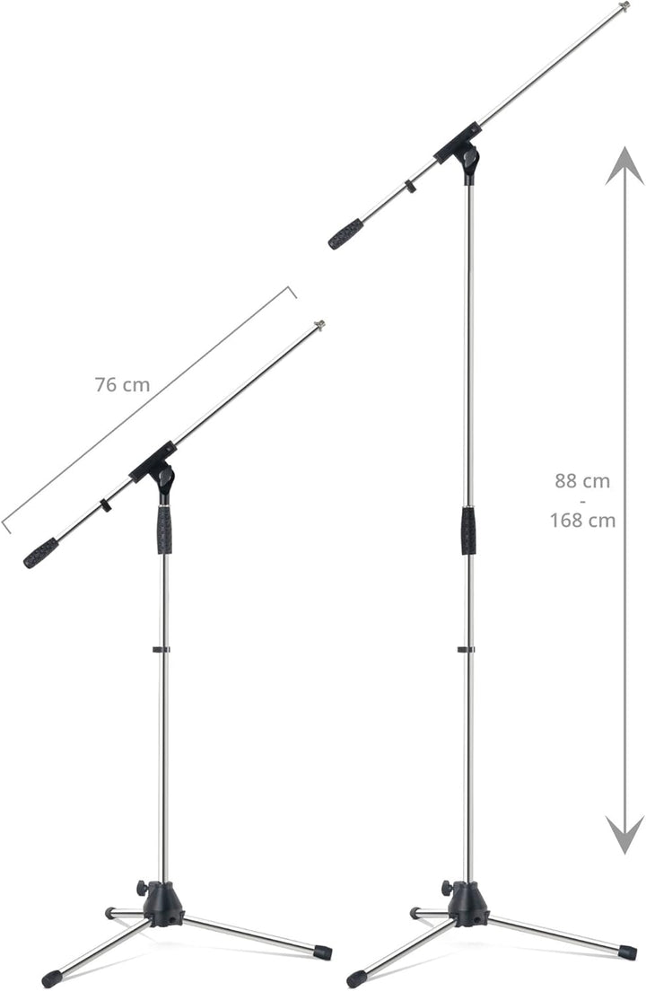 Pronomic Mikrofonständer MS-25C Pro - Dreibeinig mit Gummifüssen - Galgen in Länge und Neigung verst