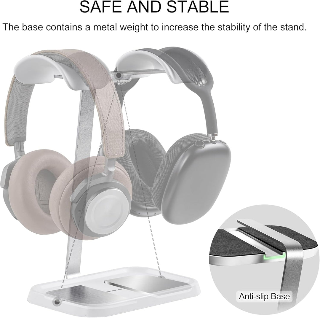 Doppel Kopfhörer Ständer, Stabiler Doppel Headset Halterung mit Ablagefach, Schwere Basis Gaming Kop