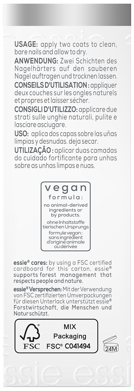 essie Nagelhärter zur optischen Aufhellung und für stärkere Nägel, Vegane Formel ohne Inhaltsstoffe