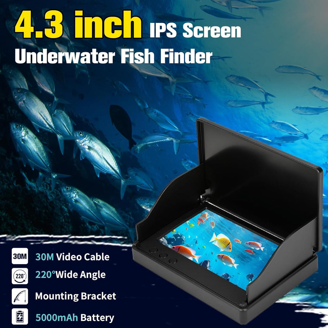 Fischfinder - Unterwasserkamera Angeln, IP68 Wasserdicht Unterwasser Kamera, 5000mAh Akku, mit 220°