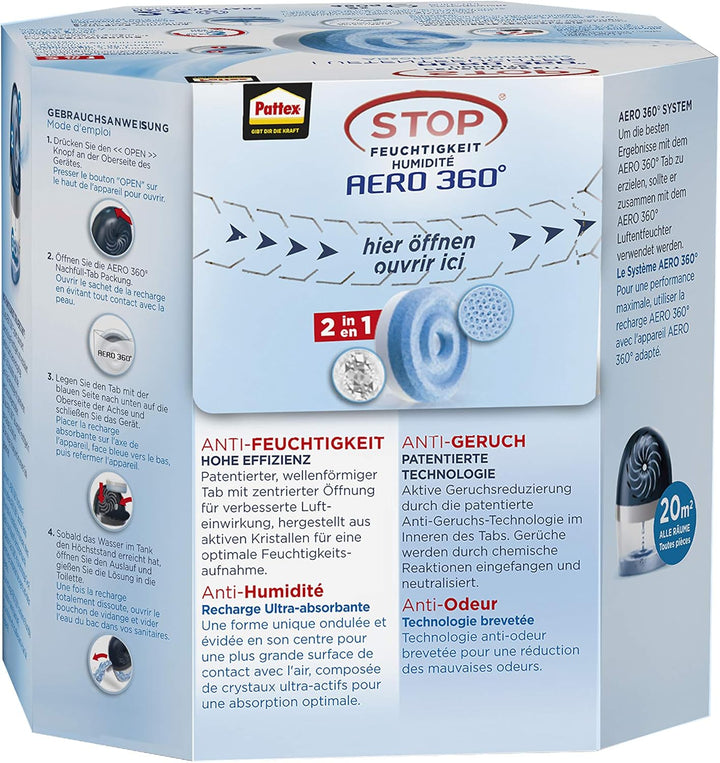 Pattex AERO 360° Neutral Tabs Nachfüllpack, reduzieren Feuchtigkeit und schlechte Gerüche, Nachfüllt
