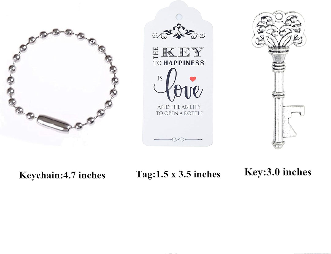 Aokbean 52pcs Vintage Skelett Schlüssel Flaschenöffner Hochzeits Geschenk Set mit Danke Tag und Schl