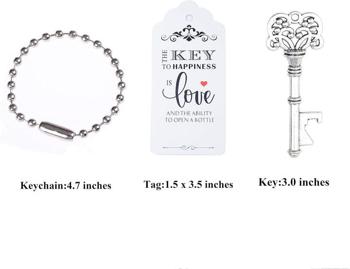 Aokbean 52pcs Vintage Skelett Schlüssel Flaschenöffner Hochzeits Geschenk Set mit Danke Tag und Schl