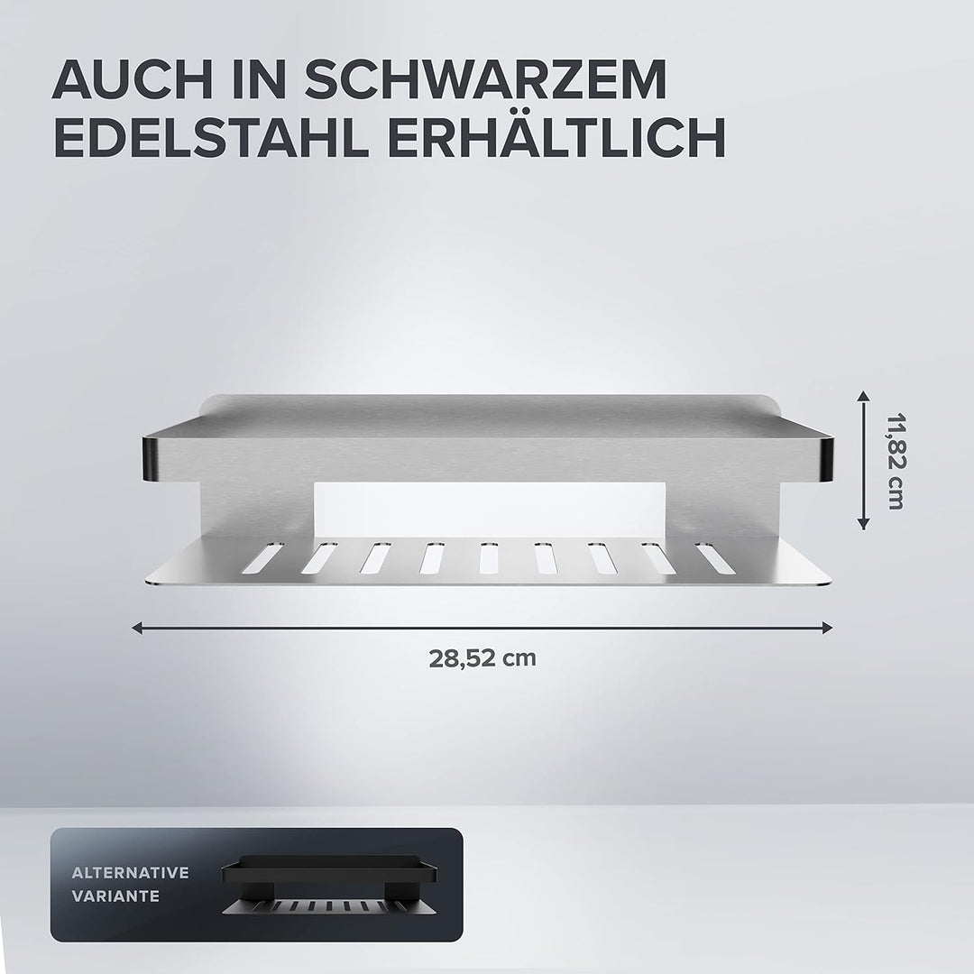 ovimar Duschkorb Christianso | rechteckig | silber | Edelstahl | ohne Bohren | zum Kleben | Duschabl