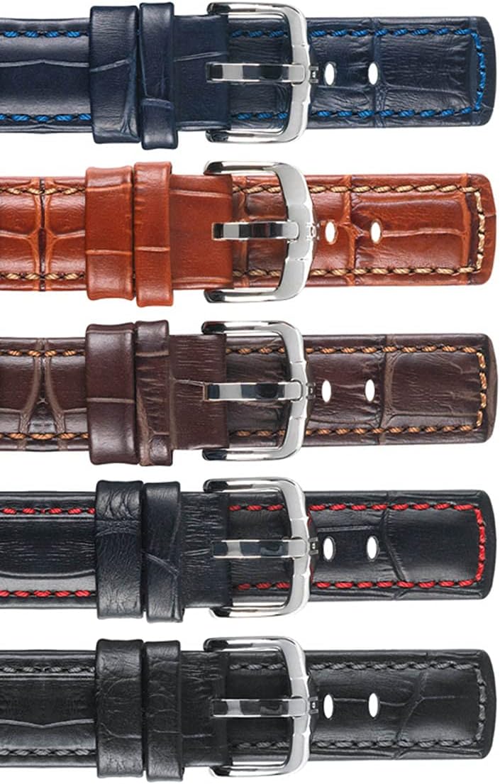 HIRSCH Unisex Alligator Style Uhrenarmband - Grand Duke 22 mm Blau, 22 mm Blau