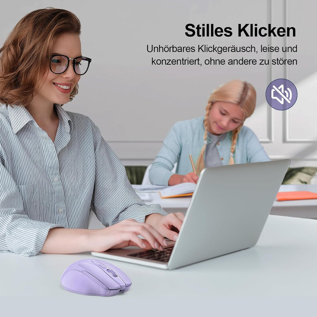TECKNET Bluetooth Maus, Wiederaufladbare Maus Kabellos(DREI Modi: BT 5.0/3.0 + 2.4G), 4800 DPI, Ergo