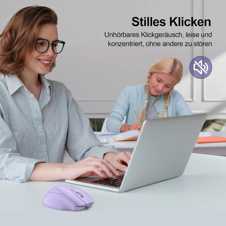 TECKNET Bluetooth Maus, Wiederaufladbare Maus Kabellos(DREI Modi: BT 5.0/3.0 + 2.4G), 4800 DPI, Ergo