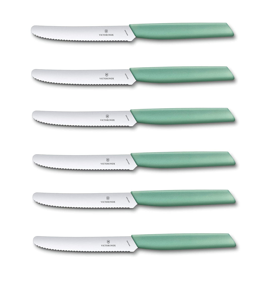 Victorinox 6 Stück Tafelmesser - Tomatenmesser Swiss Modern mit Wellenschliff rostfrei - Swiss Made