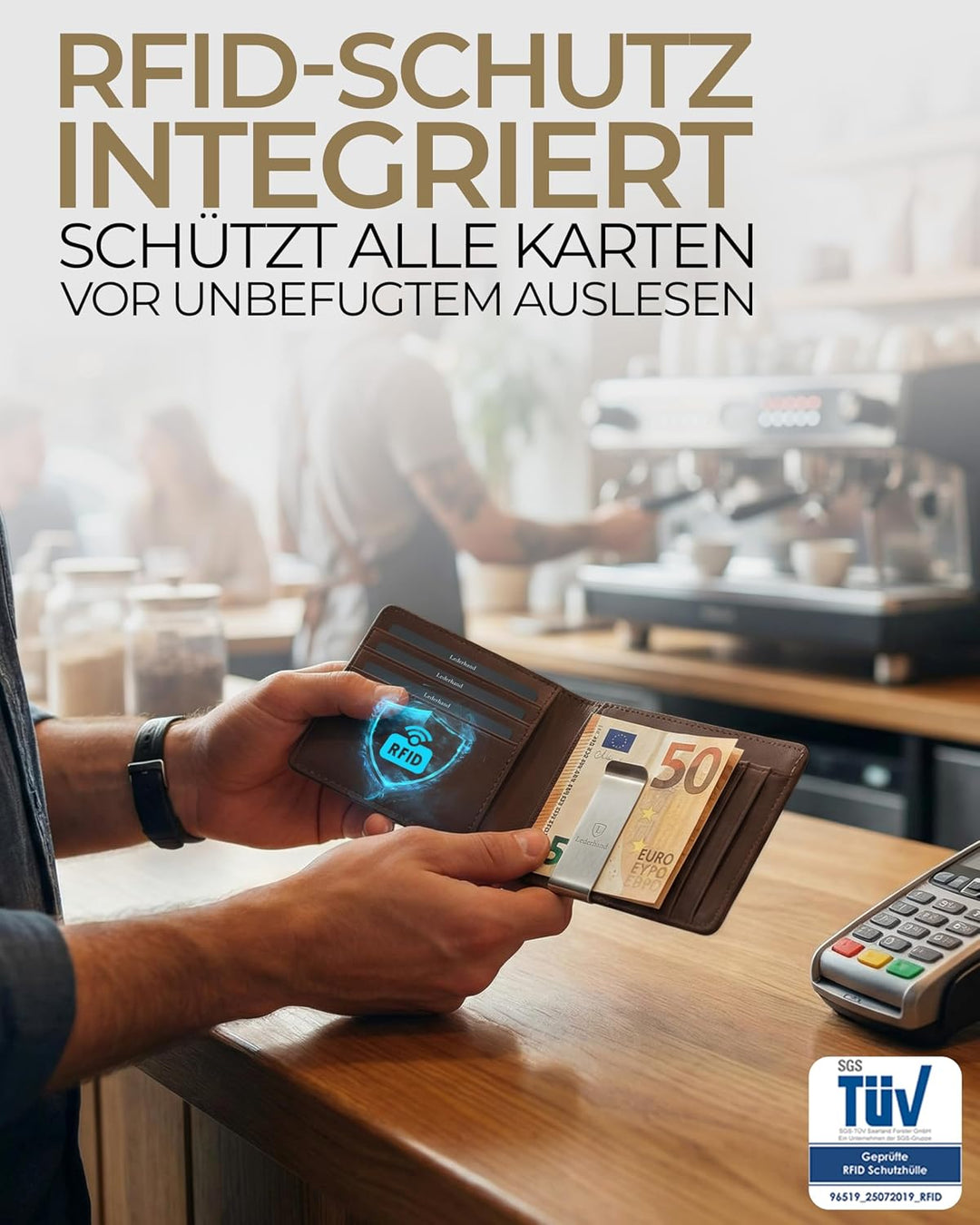 Lederhand iSlim Wallet (Schwarz, Ohne Münzfach)