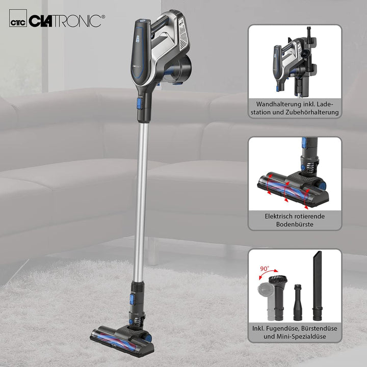 Clatronic BS 1312 A Akku-Bodenstaubsauger, 2 in 1 - Hand- und Bodenstaubsauger, 18,5 V Lithium-Ionen