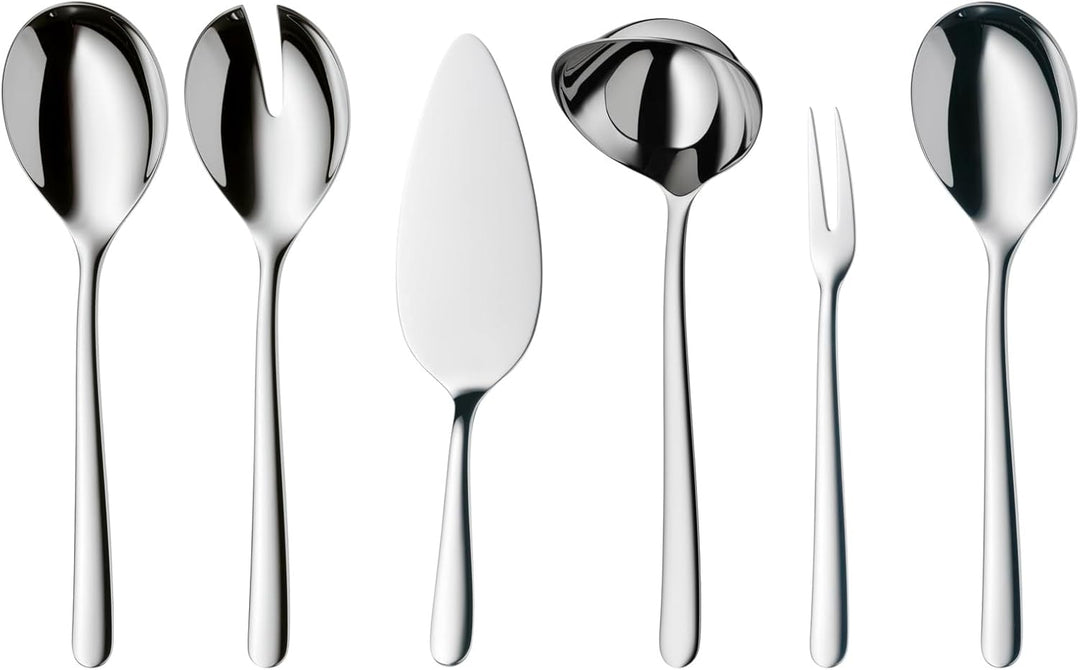 WMF Kult Plus Besteck Set 12 Personen, 66 teilig, 60 Teile mit Servierbesteck, Hohlheftmesser, Croma