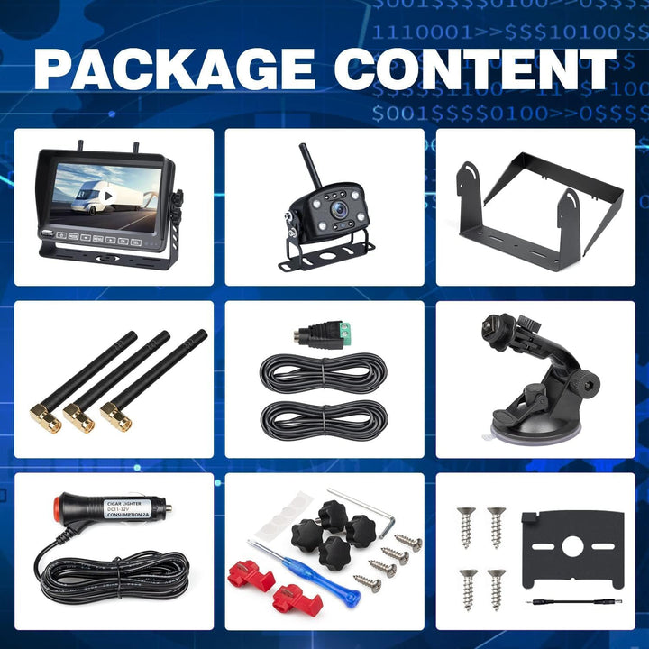 Kabellos Rückfahrkamera Set HD 1080P 7'' Monitor & IP69 wasserdichte Backup Kamera Stabile Digitale