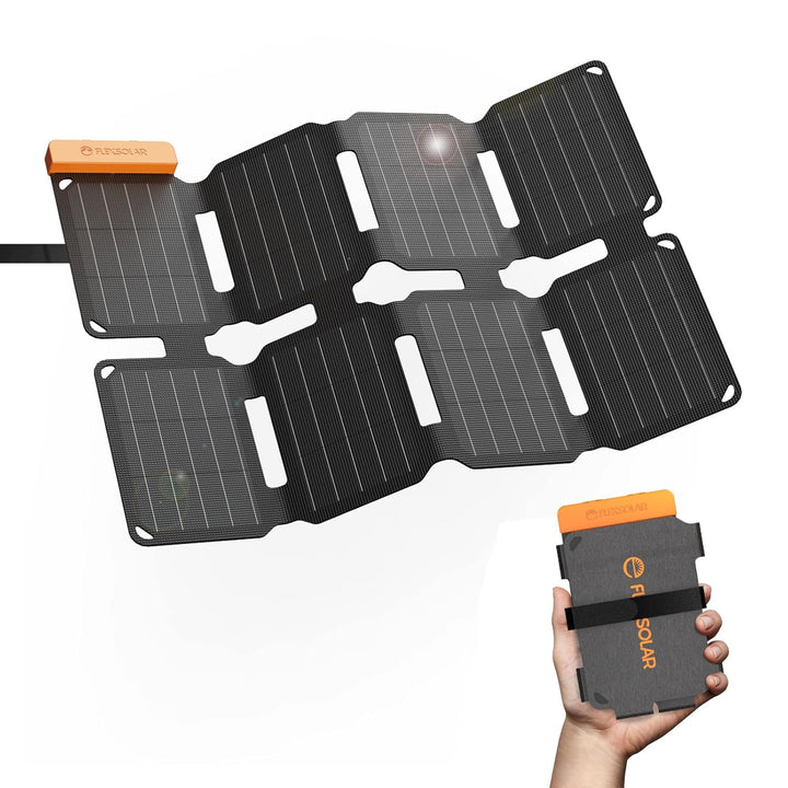 Flexsolar 25W Mini Faltbares Solarpanel im Taschenformat,Wasserdichter E-Film Tragbares Solarladeger