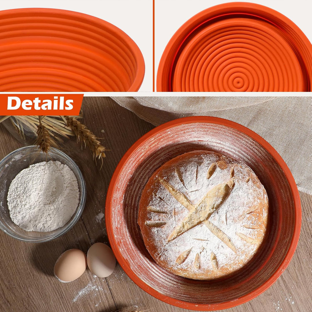Webake Gärkörbchen Rund Silikon Gärkorb Brot 25 cm Brotgärkörbchen Gärkörbchen für Brot Brotkorb zum