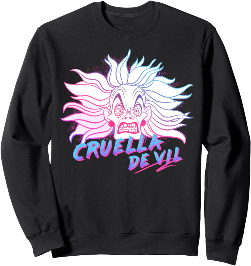 Disney Villains Cruella De Vil Neon Outline Portrait Sweatshirt