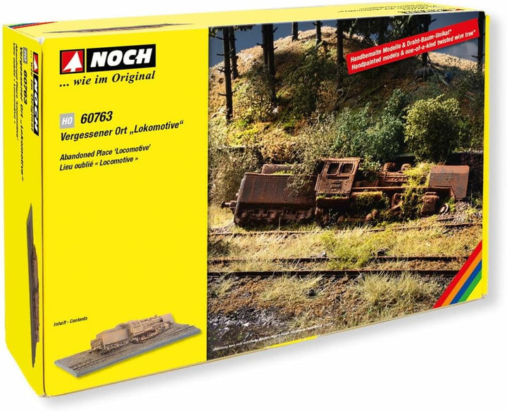NOCH® Vergessener Ort „Lokomotive“, handkoloriert, 24 x 10,1 x 5,2 cm für Spurweite H0, perfekt für