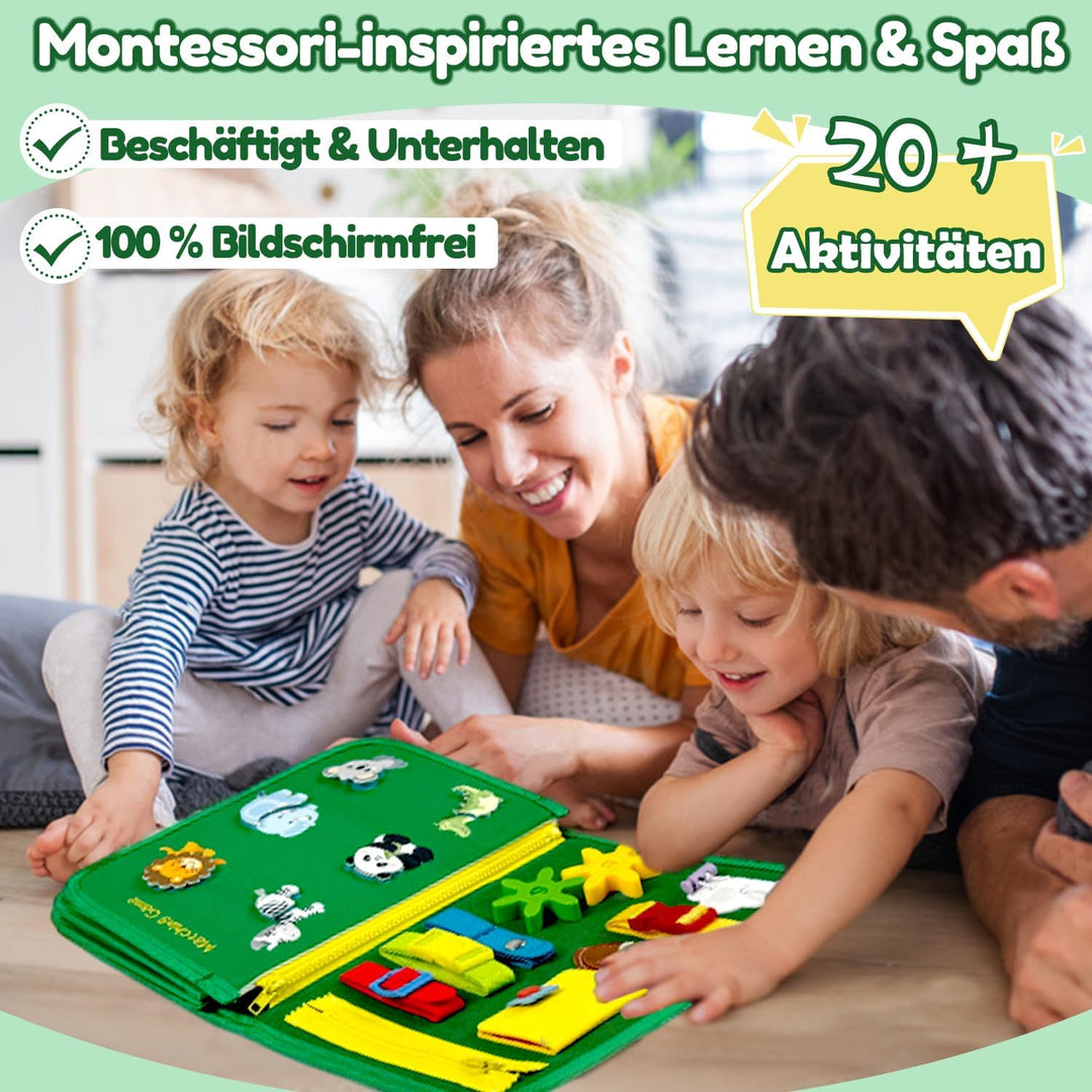 Qizfun Busy Board Montessori Spielzeug ab 1 2 3 4 Jahre – Kleinkinder Activity Board Motorikspielzeu