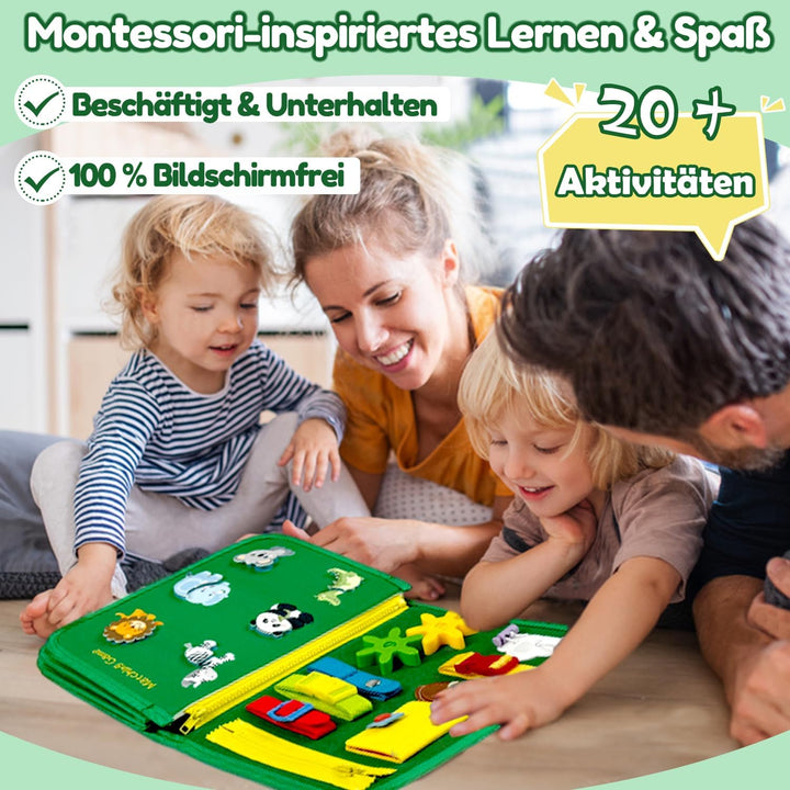 Qizfun Busy Board Montessori Spielzeug ab 1 2 3 4 Jahre – Kleinkinder Activity Board Motorikspielzeu