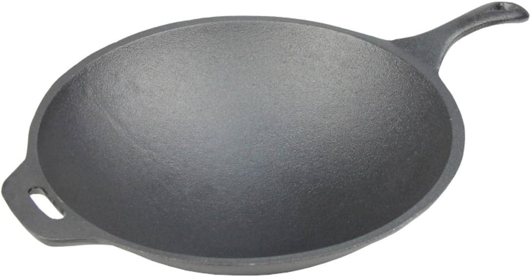 SANTOS Gusseisen Wokpfanne rund - Guss-Wok - ø31,8cm x 48,8cm - Feuertopf - Grilltopf - ideal für La